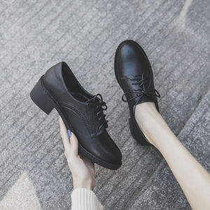 Giày Da Nhỏ Gót Vuông Đế Mềm Giày Lười Mẫu Mới 2022 Nữ Giày Nữ Miệng Sâu Giày Đơn Giản Phong Cách Anh Dễ Phối Thời Trang