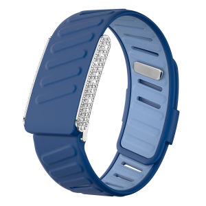 Soft Silicone Band for Whoop 5.0 Two Tone Sport Silver U Bling Metal Frame Strap Adjustable Bracelet Accessory