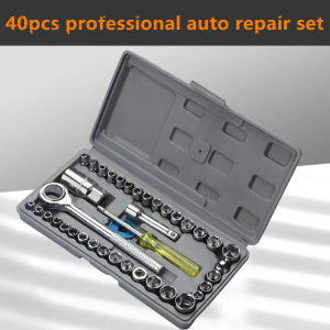 40Pcs Car Repair Tools Maintenance Care Socket Sleeve Wrench Combination Set Motorcycle Vehicle Repair Tool Kit Accessories - Intl