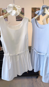 Áo Nữ Cotton Dáng Dài Thắt Eo Cộc Tay Mùa Hè Thời Trang kèm Buộc Tóc Gu Basic