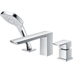 Double Control Hot and Cold Mixing Faucet with Pull Out Shower Bathside
