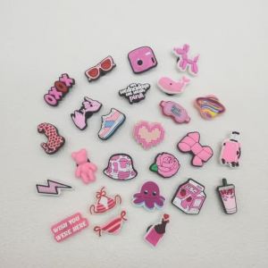25PCS Pink Series PVC Shoe Charms DIY Accessories Funny Pattern Shoe Buckles Decorations Multifunctional Shoe Clips Decor