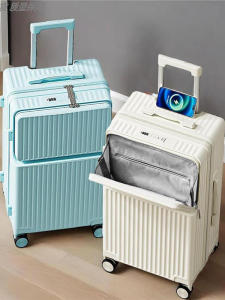 Front Opening Carry-On Suitcase Silent Wheels Half Open Cover Travel Bag for Men And Women 2025 New Pull Rod Travel Bag