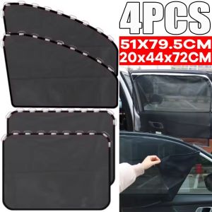 4PCS Magnetic Car Sunshade Curtains Summer Protection Side Window Shades Foldable Car Sun Shade Front Rear Auto Accessories