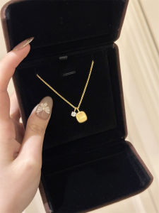 Ultra-Fairy 24K Gold Matte Sugar Cube Pearl Necklace Pendant Luxury Niche High-End Sweater Chain Accessory Clavicle Chain