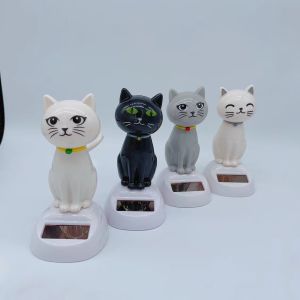 Cute Funny Pet Cat Home Decoration Solar Energy Shaking Head Doll Cartoon Cat Shape for Bedroom Gift Creative Home Decorative