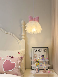 HONGPINAIJIA | French Cream Style Bedside Chandelier Creative Bow Decor For Kids Room