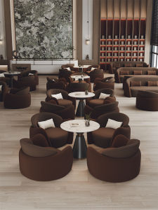 Leather Sofa Set for Sales Office Beauty Salon Waiting Area Casual Leisure Chair Combination of Sofa And Table in Business Club Hotel Lobby