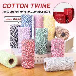 Cotton Rope Colorful Rope Twisted Twine for Handmade Rope DIY Craft Gift Wrap 100m Length