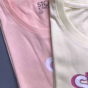 AJI Manila Girls Pastel Colored Graphic Tee with \"Rainbow Heart\" Print