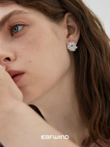 Elegant Fashionable Snowflake Zircon Ultra Heavy Duty Ear Studs EBFWIND Ice Dome Flower Fine Design Luxury Feel Womens Jewelry