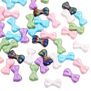 10Pcs 18x10mm Plastic Acrylic Colorful Bow Beads for Necklace Bracelet Keychain DIY Jewelry Craft Making
