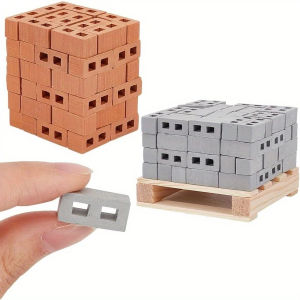 100PCS Mini Cinder Blocks ปลอมอิฐ Micro Building Micro อิฐ Mini House อุปกรณ์เสริมสําหรับสวนภูมิทัศน์รุ่น