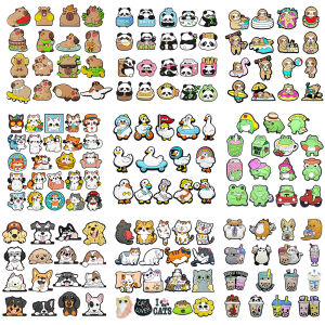Hot Toys | 12-24pcs Animal series Dog Shoe Charms Cute Cat Frog Capybara Shoes Accessories Decorations fit Clog Sandals Garden Wristband