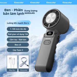 Quạt Cầm Tay Mini Gấp Gọn Làm Mát Bằng Không Khí Sạc Lại Được 3600mAh 100 Tốc Độ Gió Mạnh Không Cấp Độ Dùng Cho Du Lịch Ngoài Trời