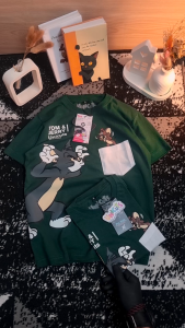 KAOS ANAK PEREMPUAN DAN KAOS ANAK LAKI LAKI SAKU / BAJU ANAK DISTRO ANAK ANAK 3 - 10 TAHUN HIJAU BOTOL / ATASAN ANAK KUCING / SETELAN ANAK BINATANG