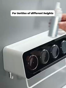 Ecoco Toothbrush Holder with Toothpaste Dispenser Towel Holder for Bathroom Organization Nail-Free