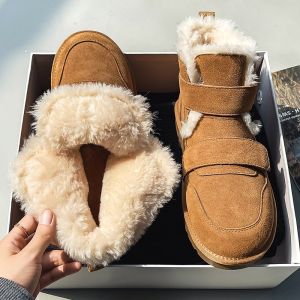 Thickened Fleece Lined Waterproof Mens Snow Boots 2023 Winter New Style Rubber Sole Anti-Slip Cotton Shoes For Women