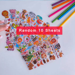 10 Sheets 3D Puffy Stickers for Kids Cute Cartoon Animal Stickers Scrapbook Stickers for Children Gift for Boys and Girls