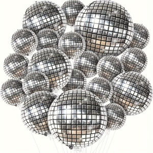 Silver disco balloons are suitable for birthday parties anniversaries 70s and 80s themed events cocktail parties and dances