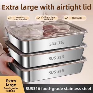MIVOFIVO | Food Grade Stainless Steel Rectangular Fresh Food Box