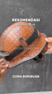 Helm Club Helm Retro Nazi Kulit Sintetis PREMIUM Corak Buaya + Kacamata Chips/ Helm Klasik