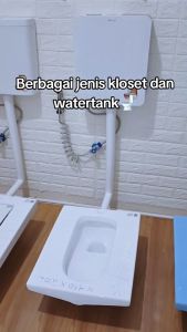 Closet | Kloset Jongkok Mr.Tao 1Set Dengan Penutup Kloset Otomatis + Energy Saving Water Tank Bahan Keramik Warna Putih Toilet Jongkok Hemat Air (FREE JET SHOWERSELANGSTOP KRAN BUBBLE WRAP DAN PACKING KAYU)