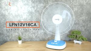 Lumira LFN12V16CA พัดลมตั้งพื้น ปรับได้ 3 ระดับ ตั้งเวลาปิดได้ เชื่อมต่อกับพอร์ต DC 12V สามารถใช้งานกับแผงโซล่า