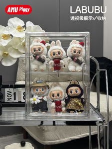 Transparent Acrylic Labubu Display Box Coca-Cola Figurine Storage Rack Home Use Organizer Toy Storage Box Collectible Showcase