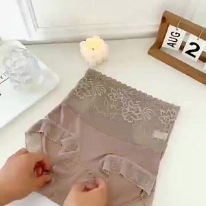 1538 Magical Lady Lace Satin กางเกงในเก็บหน้าท้องระบายอากาศยกสะโพกผ้าไหมหม่อนเป้าเอวสูงคนอ้วน mm กางเกงในทรงสามเหลี่ยมผู้หญิง