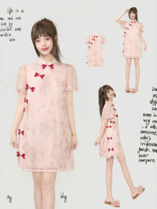 Keiko | Traditional Chinese Pink Summer Cheongsam Dress Light Gauze Loose A-line