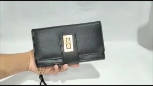 Dompet lipat panjang wanita polos kulit sintetis wallet cewek muat tempat uang koin dan kartu