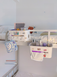 Bedside Storage Box Student Dormitory Bed Hanging Basket Underbed Organizer Plastic Hooks Included College Room Essential