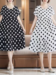 ข้อเสนอพิเศษ ผ้าฝ้าย ผ้าไหม หลวม ผู้หญิง เดรส ทันสมัย สไตล์เกาหลี แม่ ฤดูร้อน ใหญ่ กระโปรง Hollow Out ชุดนอน เดรส