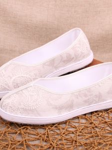 Handmade Cotton Linen Embroidered Shoes Thousand Layer Bottom Traditional Hanfu Footwear Flat Heel Sharp Pointed Toe Daily Wear