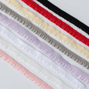 1cm Elastic Ruffle Lace Trim2 Yard Multicolor Pleated Organza Ribbon DIY Sewing Craft Supplies for Lingerie Dress Hair Acces