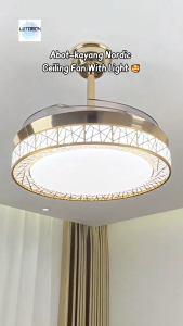 42 Inches Ceilings Fan With Lights High-quality Remote Control/3 colors Dimmable /6 Speeds Wind/ Invisible Ceiling Fan Light Chandelier Fan Lamp