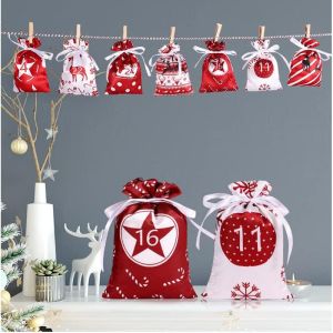 24pcs/Set DIY Christmas Advent Calendar Santa Claus Christmas Doll Advent Calendar Gift Bag Set Merry Christmas Navidad Kid Gift