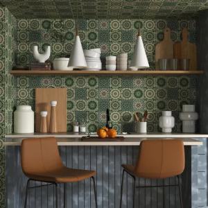 1 Roll Green Mandala Style Thickened Moisture-Proof Waterproof Kitchen Sticker Background Beautification Decorative Wall Sticker