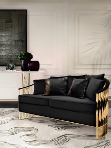 Luxurious Modern Fabric Sofa Creative Stainless Steel Living Room Furniture for Villa Mansion Small Apartment High End Feel