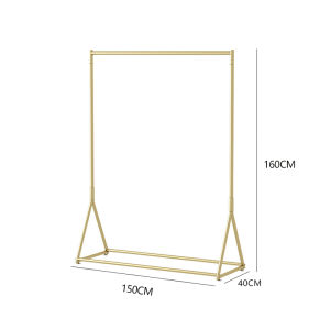 Luxury Gold Clothing Display Rack Free Standing for Womens Wear Shop Metal Construction Easy to Assemble Fashion Showroom Rack