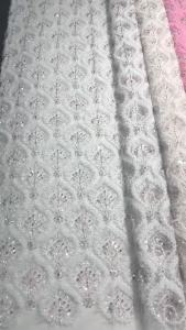 Luxury Sequins Lace Fabric High Quality French African Beaded Lace Fabric Nigerian Embroidery Fabric For Sewing Dress 5 Yards