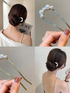 Hairpin Female Minimalist Modern U-Shaped Bun Updo Pearl Hair Clasp Elegant Metal Hair Comb Hairpin Vintage Hair Accessories