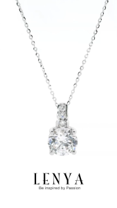 LENYA จี้ CZ จาก Swarovski เสริมลุคเรียบหรูโดดเด่น ขนาด 8 มิล ตัวเรือนเงินแท้925 ชุบทองคำขาว