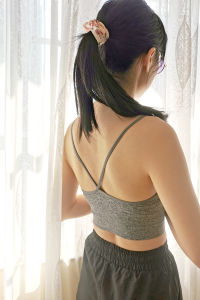 High Elasticity Quick Dry Yoga Sports Bra with Chest Pad Supportive Low Cut Backless Anti Shock Womens Underwear Innerwear