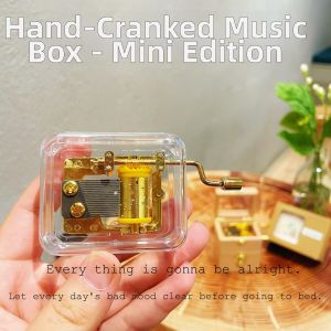 Transparent Hand Crank Wooden Music Box
