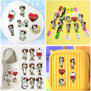 9/15pcs Cute Nurse Medical Series Shoe Charms Cartoon for Clogs Sandals Decoration Accessories Shoe Buckle for Friends Gifts