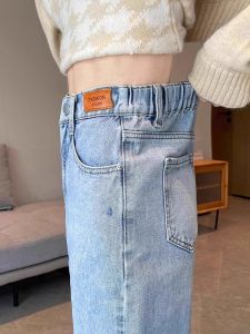 High Waist Wide Leg Jeans Womens Spring Summer Loose Fit Slimming Straight Cut Elastic Waist Denim Pants Long Trousers