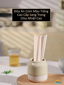 Đũa Ăn Cơm Kháng Khuẩn HADU Màu Trắng Be Đũa Sợi Thủy Tinh Chống Mốc Đầu Nhám Chống Trượt Chịu Nhiệt 120°C