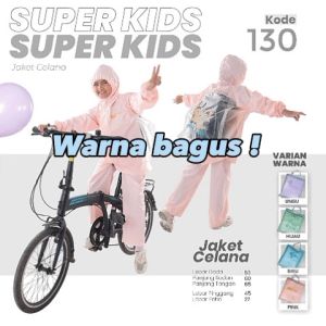 Jas Hujan Anak Backpack 6-12 Tahun Plevia Mantel Mantol Jaket Setelan Celana Stelan Superkids 130